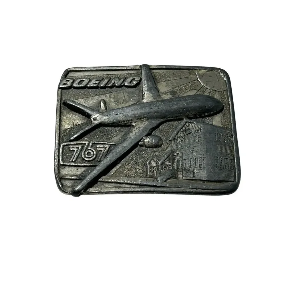 Boeing 767 Aircraft 80s 1982 Roll Out Belt Buckle 